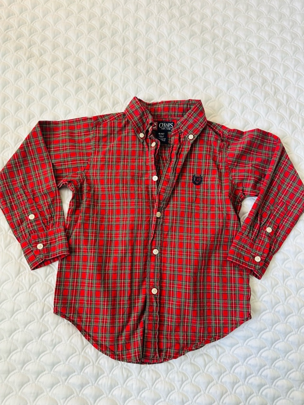 Chaps Red Plaid Button-Down Shirt for Kids